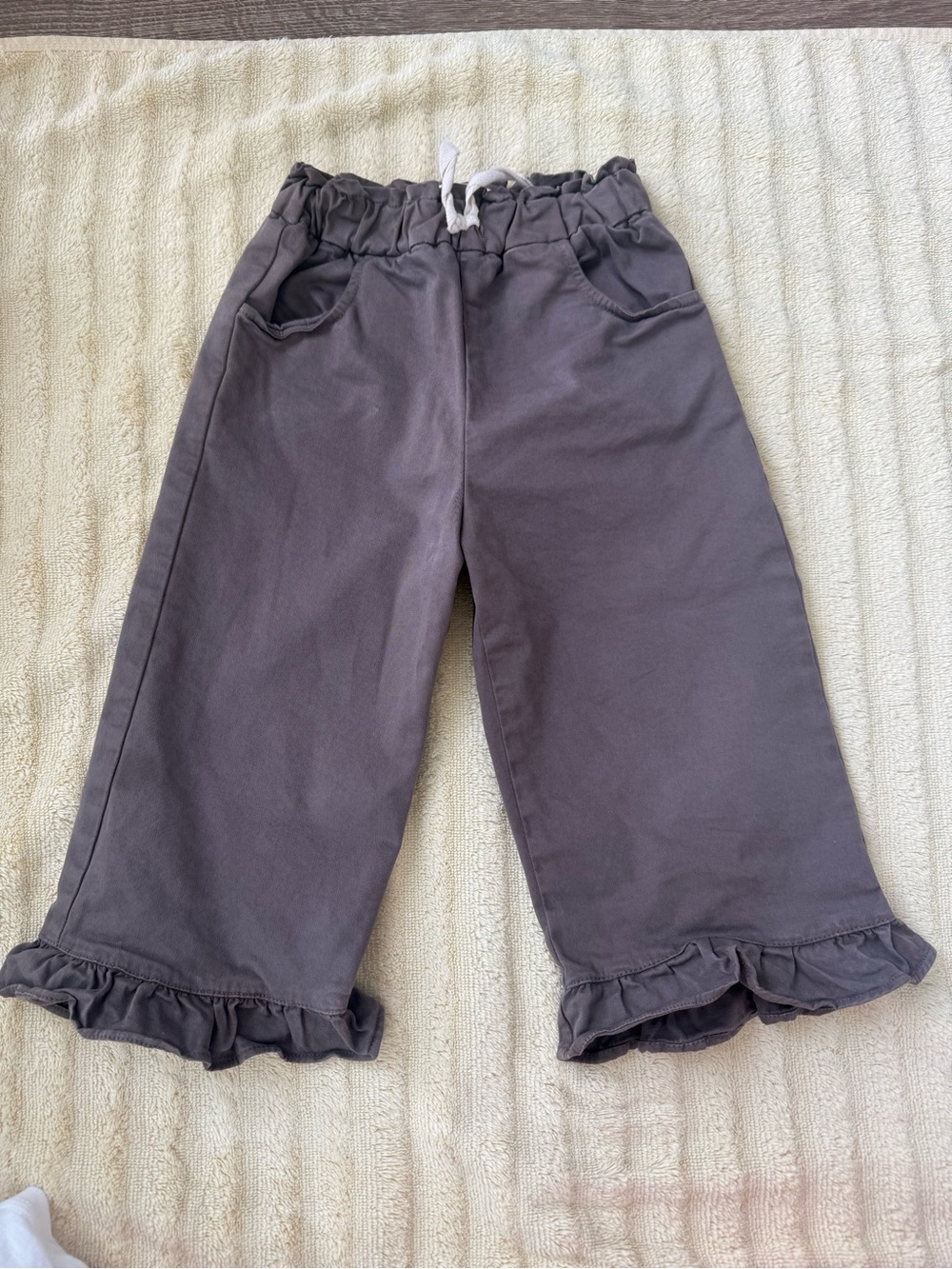 Zara Girls Ruffle-Hem Pull-On Pants - Gray